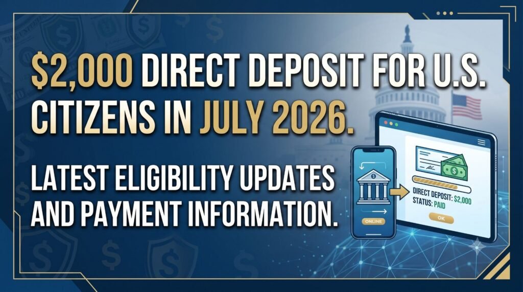 $2,000 Direct Deposit for U.S. Citizens in July 2026 – Latest Eligibility Updates and Payment Information